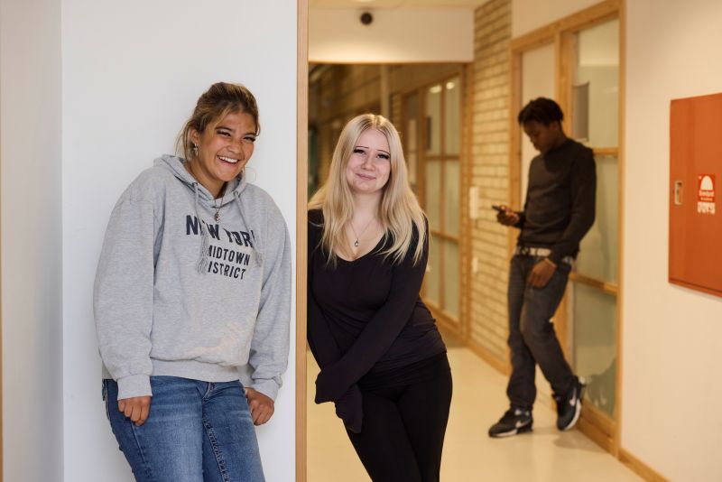 Elever på introduktionsprogrammet som arbetar vid en dator 